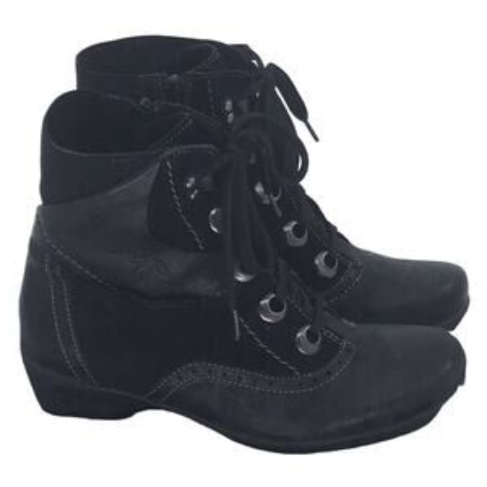 Dromedaris Boots Women's Black Ankle Bootie Leather 7.5 / 8 Lace Up Size Zipper